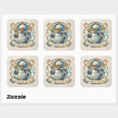 Floral Elegant Waterman Zodiac Sign Schedel Vierkante Sticker (Vel)