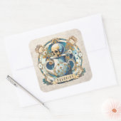 Floral Elegant Waterman Zodiac Sign Schedel Vierkante Sticker (Envelop)