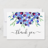 Floral Elegant Waterverf Blue Orchids Script Bedankkaart (Voorkant)