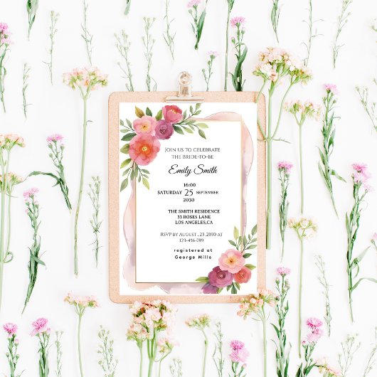 Floral Elegant Waterverf Chic Vrijgezellenfeest Kaart