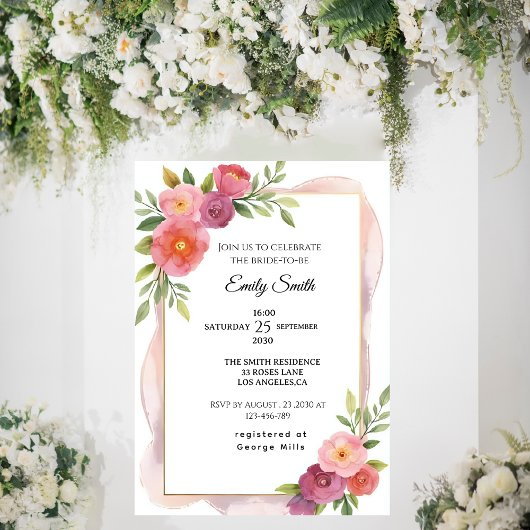 Floral Elegant Waterverf Chic Vrijgezellenfeest Kaart