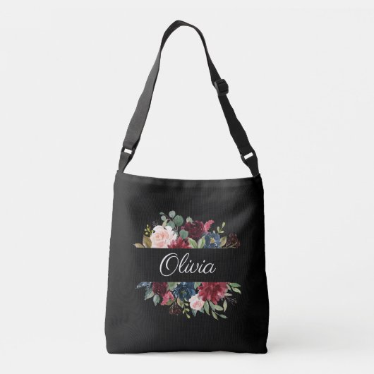 Floral Elegant  Waterverf Crossbody Tas (Achterkant)