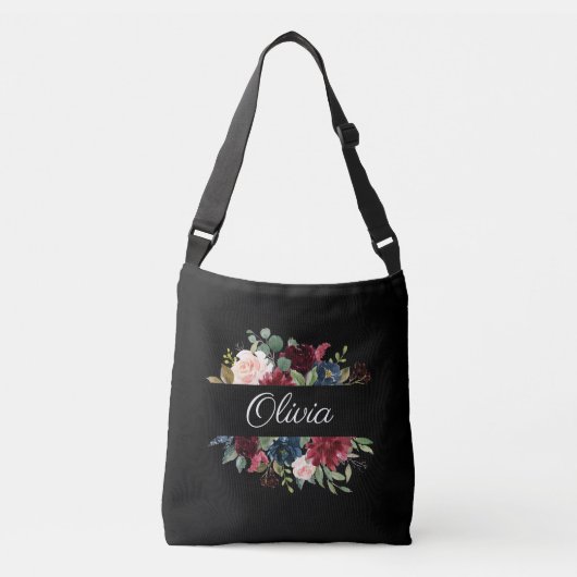 Floral Elegant  Waterverf Crossbody Tas (Voorkant)