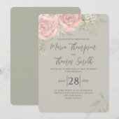 Floral Elegant Waterverf Greenery Roos Gold Leaf Kaart (Voorkant / Achterkant)