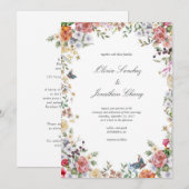 Floral Elegant Waterverf in één keer Kaart (Voorkant / Achterkant)