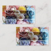 Floral Elegant Waterverf Rozen Moderne Sjabloon Visitekaartje (Voorkant / Achterkant)