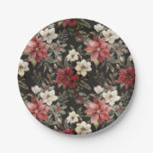 Floral Elegant Waterverf Vrolijk kerstfeest Papieren Bordje (Voorkant)