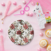 Floral Elegant Waterverf Vrolijk kerstfeest Papieren Bordje (Feest)