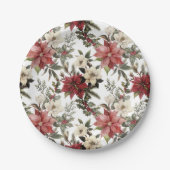 Floral Elegant Waterverf Vrolijk kerstfeest Papieren Bordje (Voorkant)