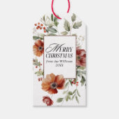 Floral Elegant Waterverf Vrolijke kerstwensen Cadeaulabel (Voorkant)