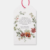 Floral Elegant Waterverf Vrolijke kerstwensen Cadeaulabel (Achterkant)