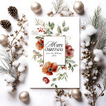 Floral Elegant Waterverf Vrolijke kerstwensen Feestdagenkaart<br><div class="desc">Winter Wonderla Elegante Waterverf Vrolijke Kerstvakantie Kaart</div>