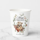 Floral Elegant Waterverf Vrolijke kerstwensen Papieren Bekers (Achterkant)