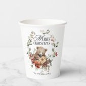 Floral Elegant Waterverf Vrolijke kerstwensen Papieren Bekers (Voorkant)