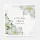 Floral Elegant Waterverf White Magnolia Flower Servet (Voorkant)