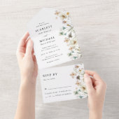 Floral Elegant Wedding All In One Uitnodiging (Afscheurbaar)