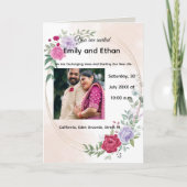 Floral Elegant Wedding Invitation with Couples. Kaart (Voorkant)