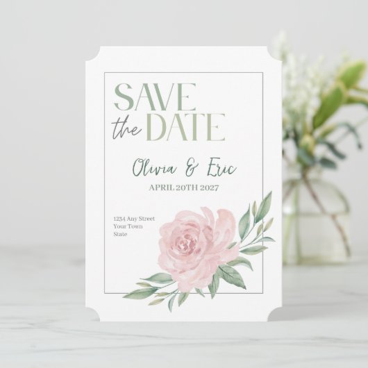 Floral Elegant Wedding Save The Date Card (Staand voorkant)