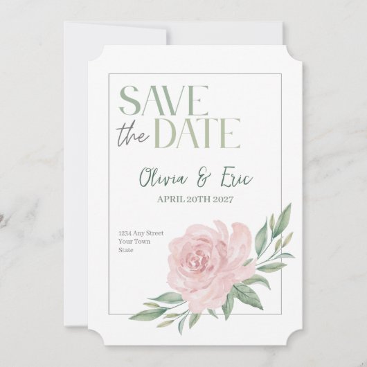 Floral Elegant Wedding Save The Date Card (Voorkant)