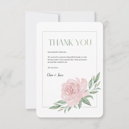 Floral Elegant Wedding Thank You Card Bedankkaart (Voorkant)