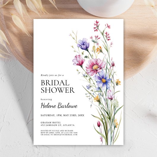 Floral Elegant Whimsical Wildflower Vrijgezellenfe Kaart