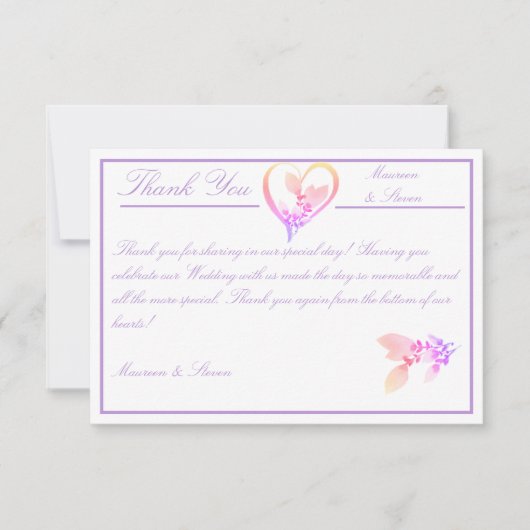 Floral Elegant White, Bright Roze en Mauve Wedding Bedankkaart (Voorkant)