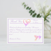 Floral Elegant White, Bright Roze en Mauve Wedding Bedankkaart (Staand voorkant)