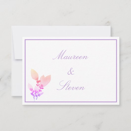 Floral Elegant White, Bright Roze en Mauve Wedding Bedankkaart (Achterkant)