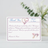 Floral Elegant White en Mauve Wedding Bedankkaart (Staand voorkant)