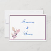 Floral Elegant White en Mauve Wedding Bedankkaart (Achterkant)