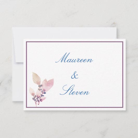 Floral Elegant White en Mauve Wedding Bedankkaart (Achterkant)