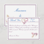 Floral Elegant White en Mauve Wedding Bedankkaart (Voorkant / Achterkant)