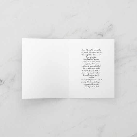 Floral Elegant White Roses Moederdag Card Kaart (Binnen)