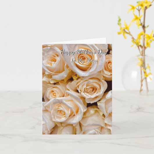 Floral Elegant White Roses Moederdag Card Kaart (Gele Bloem)