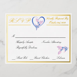 Floral Elegant White Wedding RSVP Gold Folie Uitnodiging Briefkaart