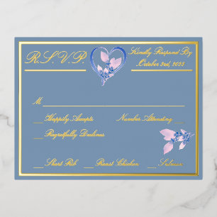 Floral Elegant White Wedding RSVP Gold Folie Uitnodiging Briefkaart
