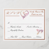 Floral Elegant White Wedding RSVP Roos Gold Folie Uitnodiging Briefkaart (Voorkant)