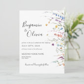 Floral Elegant Wildflower Boho Wedding Kaart (Staand voorkant)