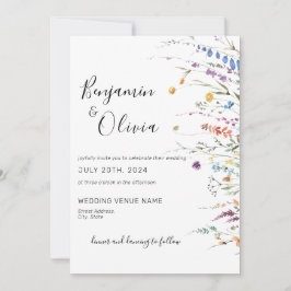 Floral Elegant Wildflower Boho Wedding Kaart