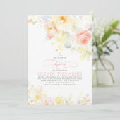 Floral Elegant Zacht Meisje Doop Kaart (Staand voorkant)