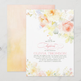 Floral Elegant Zacht Meisje Doop Kaart