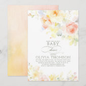 Floral Elegant Zacht Zomer Baby shower Kaart (Voorkant / Achterkant)