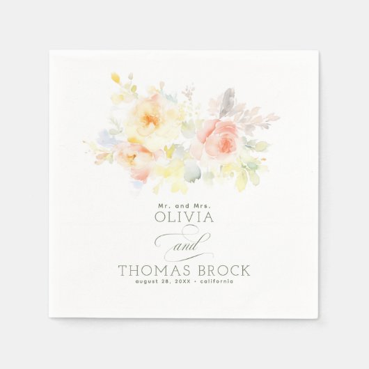 Floral Elegant Zomer Bruiloft Servet (Voorkant)