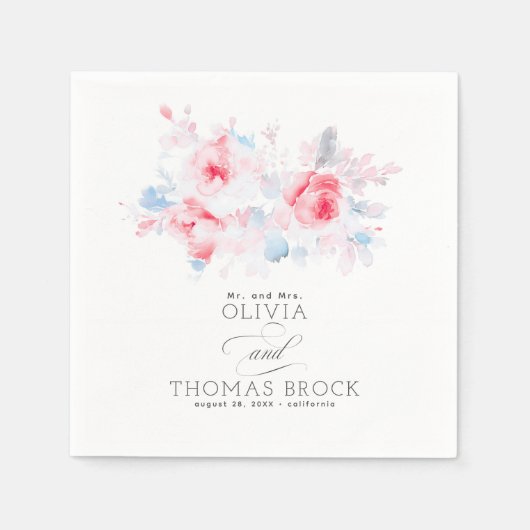 Floral Elegant Zomer Bruiloft Servet (Voorkant)