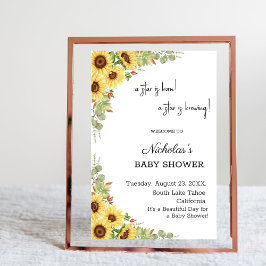 Floral Elegant Zonnebloemen Baby shower Welkomstbo Poster