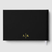 Floral Elegant Zwart-wit bruiloft Folie Gastenboek (Achterkant)