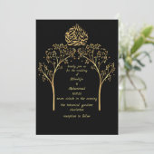 Floral elegant zwarte moslimbruiloft kaart (Staand voorkant)