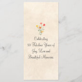 Floral elegante 50ste verjaardag bloem 50 jaar menu (Achterkant)