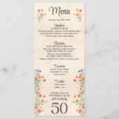 Floral elegante 50ste verjaardag bloem 50 jaar menu (Voorkant)