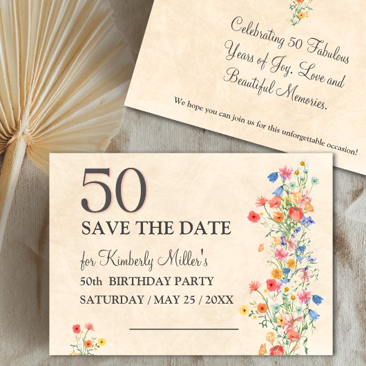 Floral elegante 50ste verjaardag bloem 50 jaar save the date